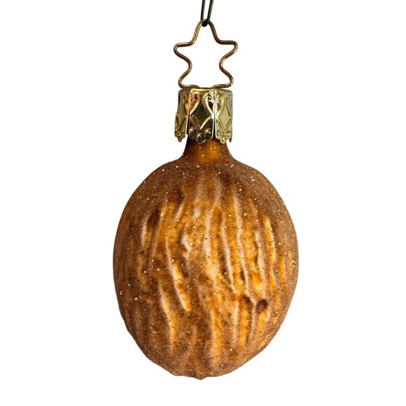 Inge Glas Walnut Blown Glass Ornament Germany 2 3/4" Star Cap Nut Holiday - Picture 5 of 6